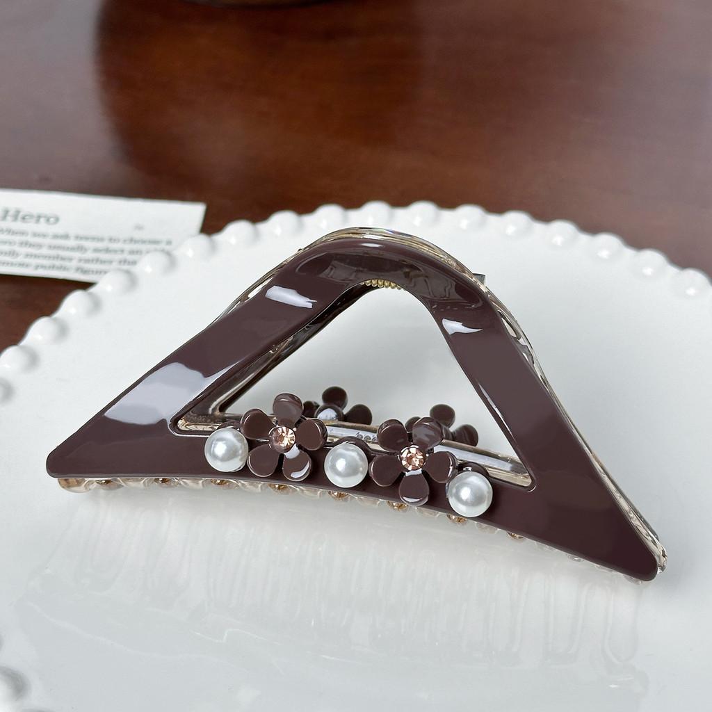 Stylish Pearl And Rhinestone Large Hair Claw Clip Perfect For Elegant Looks Updos And