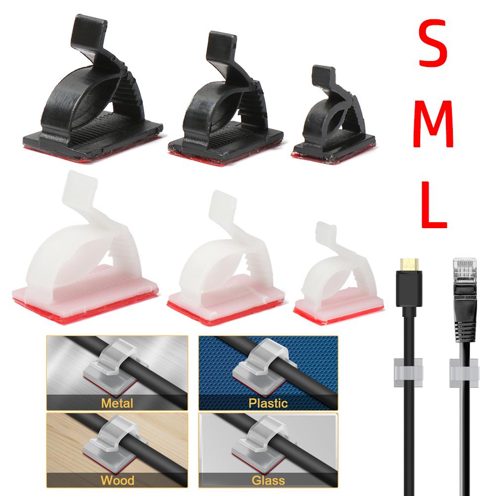 Plastic Self-adhesive Fastener Organizer Clamp Fixer Holder Wire Management Buckle Line Cable Clip