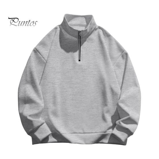 Мужская толстовка с застежкой-молнией и воротником-стойкой, с длинными рукавами, однотонный пуловер средней длины, спортивный повседневный топ, легкая одежда для путешествий, офиса, повседневной носки
