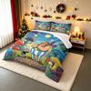 Duvet Cover Set Asterix Obelix Mushroom Forest Galaxy Moon Swirl Sky Flying Helmet Gaulish Comic Illustration Art Print for Adult Room Decor