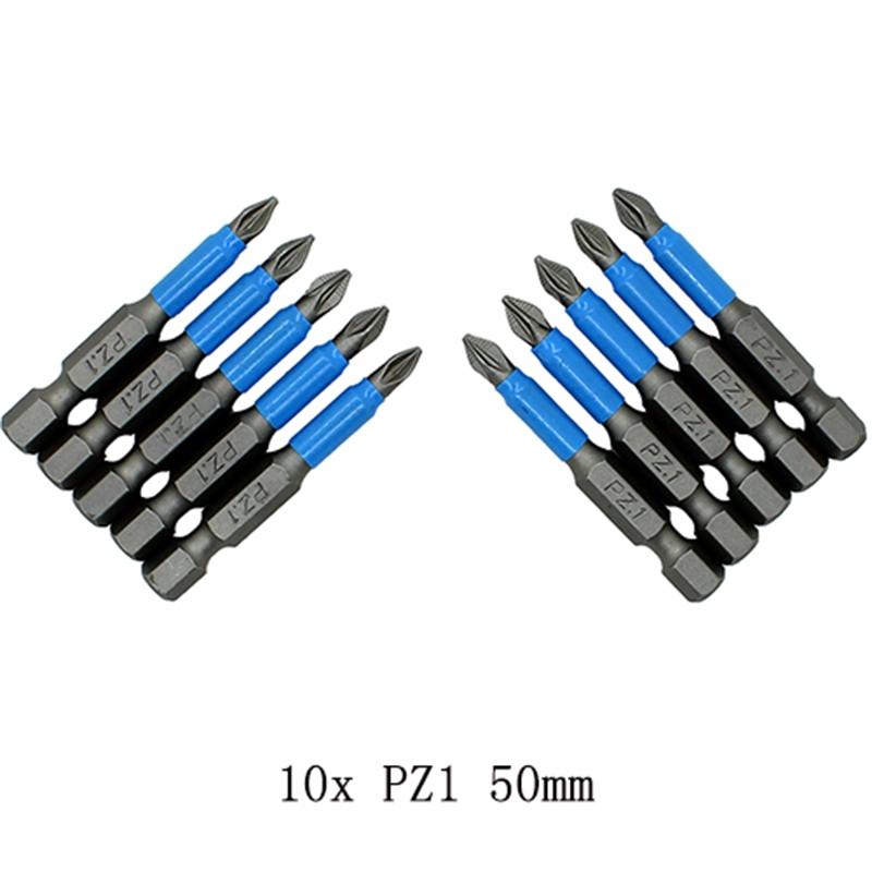 Магнитные биты для отвертки с одной головкой PH1/PH2/PH3/PZ1/PZ2/PZ3 из легированной стали 10 шт.