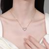 Luxury 18k Gold Plated Heart Moissanite Pendant Necklace Hollow love Shape Clavicle Chain for Women Daily Party Jewelry Gift