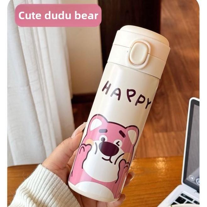 Термофляга Sanrio с клубничным мишкой и откидной крышкой для детей и студентов