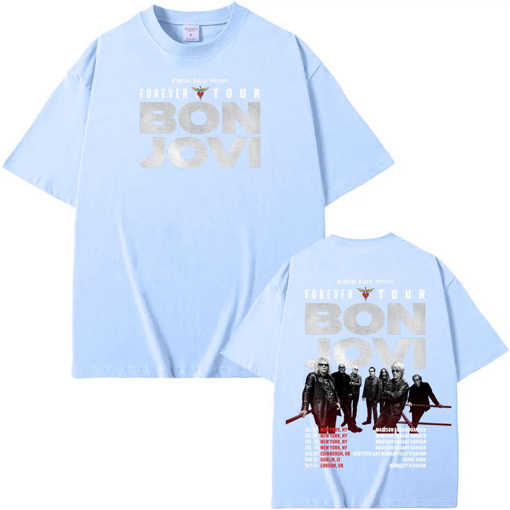 Bon Jovi Grunge Band Forever TOUR 2026 Tee Summer Casual 100% Cotton Tshirt Comfortable High Quality Graphic Tops
