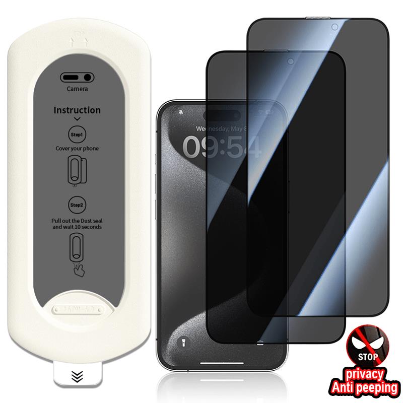 Защитное стекло с защитой от подглядывания для iPhone 18 17 Pro Max/16 Pro 15, закаленное стекло, пылезащитное, 360 Privacy, Anti-Peeping, простая установка, Film2
