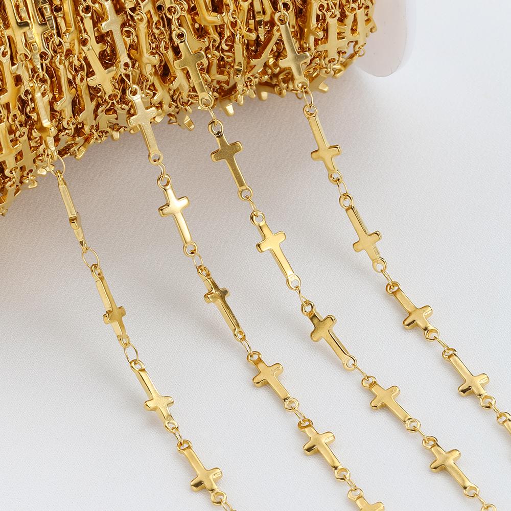 No Fade 1Meter Stainless Steel Chain for Jewelry Making DIY Love Heart Chain Curb Chains Gold Color Necklace Bracelet Components