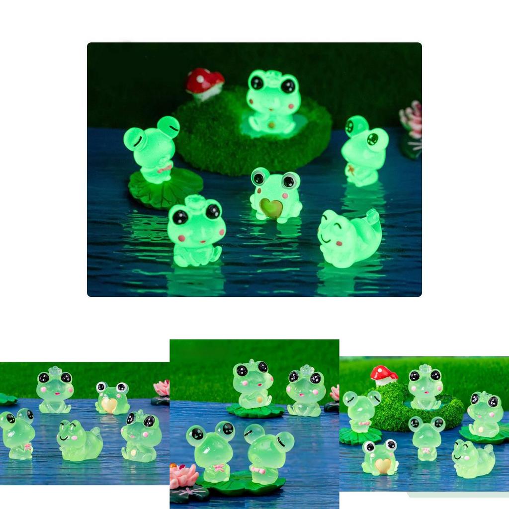 Creative Glow In The Dark Frog Ornaments Resin Craft Animals For Desk Car
