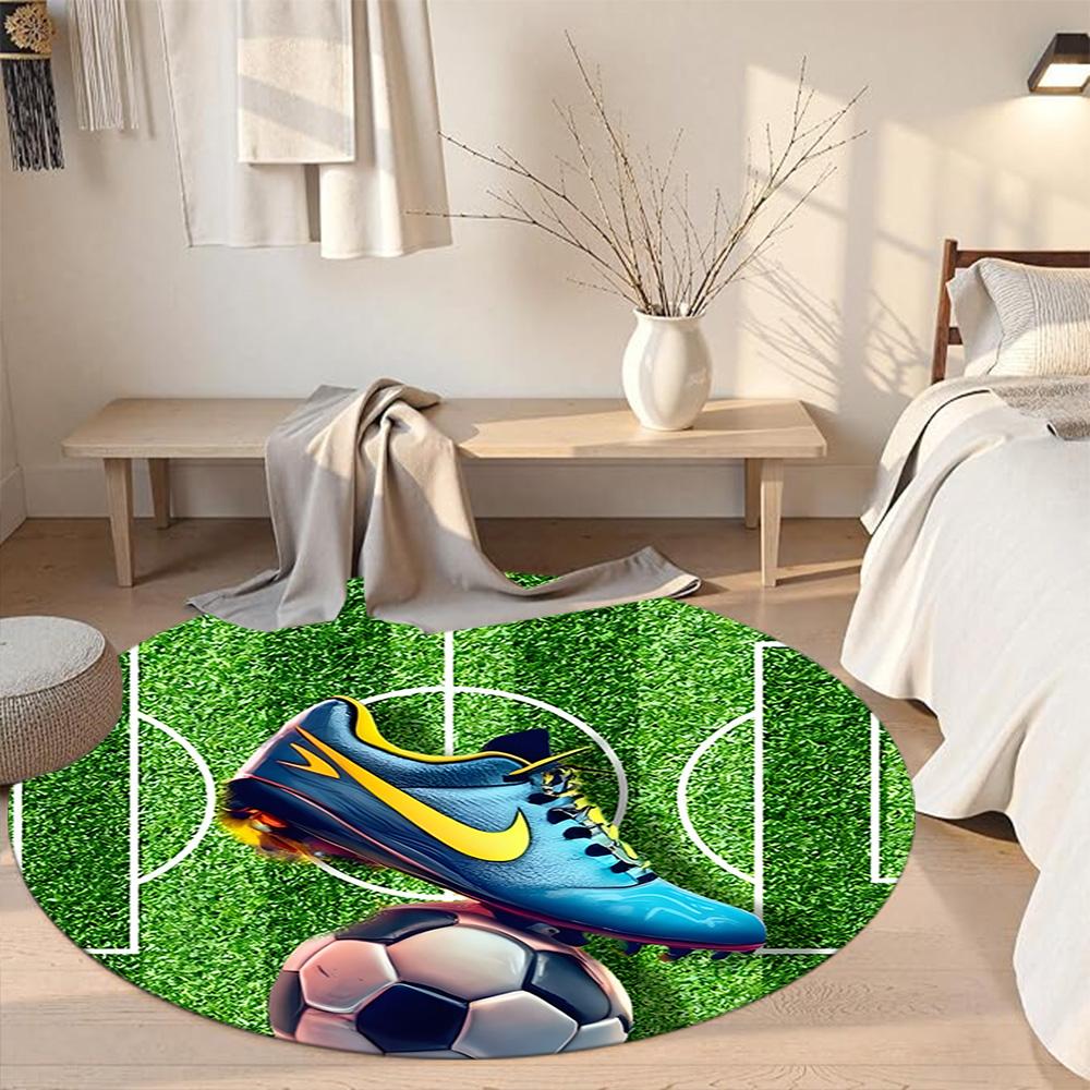Football Round Carpet Suitable for Dormitory Hallway Living Rooms Outdoor Antislip Round Carpet Decorate Offices Perfect Gift for Women Men