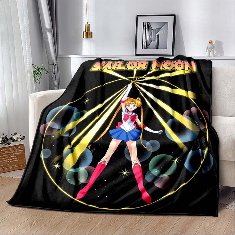 2026 new cartoon S-Sailor M-Moon flannel printed soft blanket sofa bed cover oversized office hotel airplane travel gift blanket