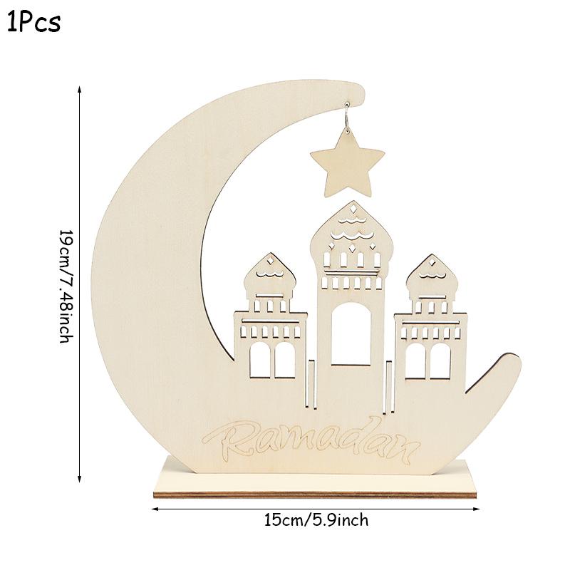EID Mubarak деревянный кулон со светодиодными свечами, украшения для Рамадана для дома, исламская мусульманская вечеринка, декор для праздника Eid Kareem Ramadan