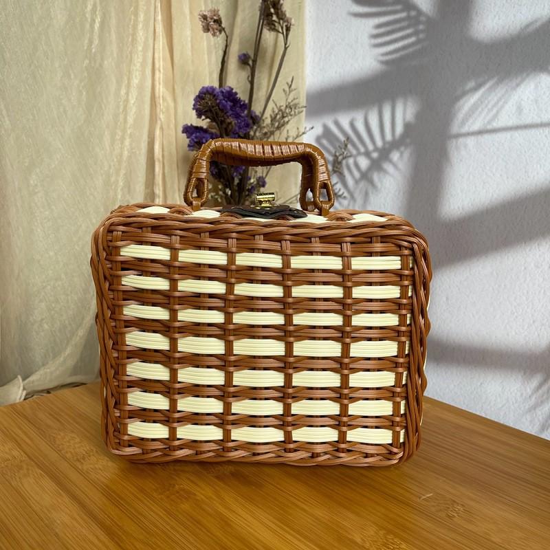 Винтажная плетеная корзина для пикника и ящик для хранения - Идеально для фотографий, подарков подружкам невесты или друзьям жениха