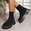 Plus-size Fly-knit Stretch Athleisure Boots for Women 2025 Autumn New One-legged Sock Boots for Women