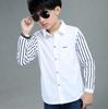 Рубашка джентльмена с длинным рукавом в полоску с длинными рукавами для мальчиков-подростков, топы, одежда