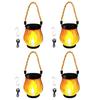 Solar Flame Light Rechargeable Hanging Courtyard Decoration Garden Lantern Lighting Lamp with Hemp Rope Outdoor Camp Decor Lamp