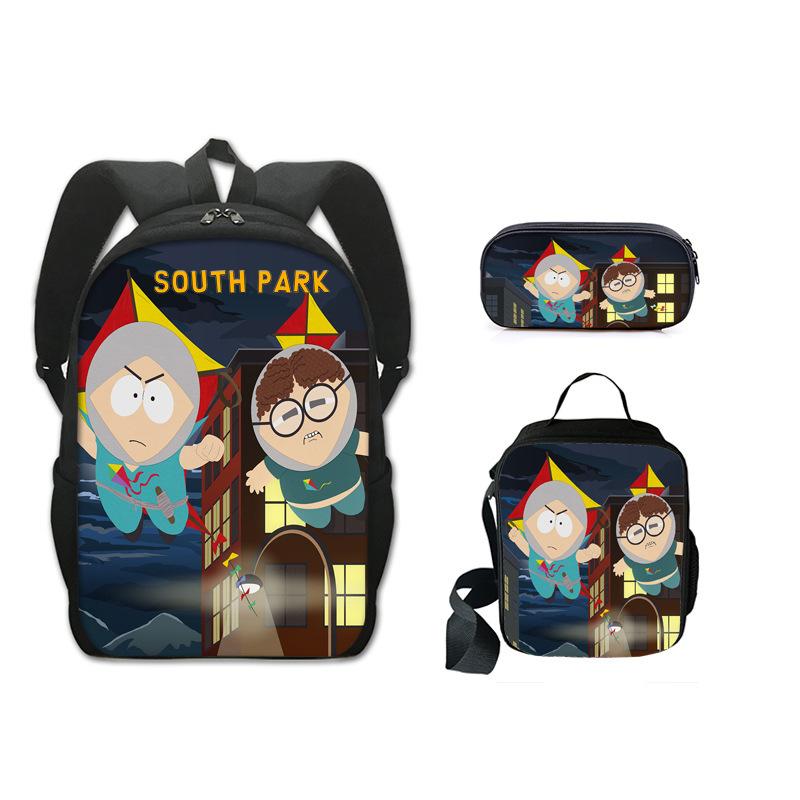 Классический Популярный Новинка Смешной South Park 3D Печать 3 шт./Набор Ученик Школьные Сумки Рюкзак для Ноутбука Рюкзак Сумка для Ланча Пенал
