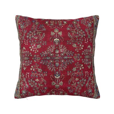 1Pc Red Persian Floral Cushion Cover, Bohemian Kilim Medallion Print Throw Pillow Case, Ethnic Home Decor For Sofa Bedroom