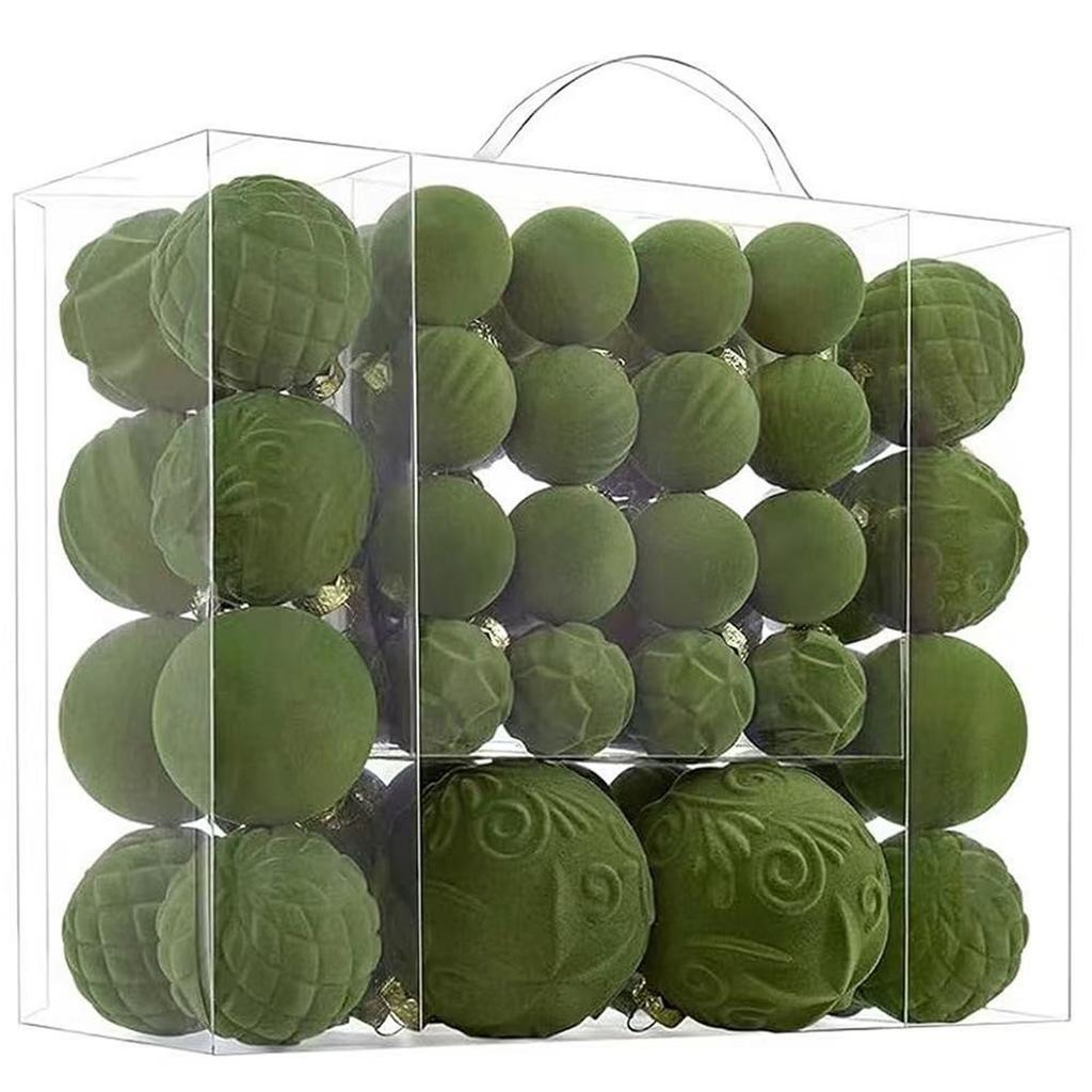 4/6/8СМ 46ШТ Бархатные Флокированные Подвески в виде Рождественских Шаров Набор Рождественских Украшений