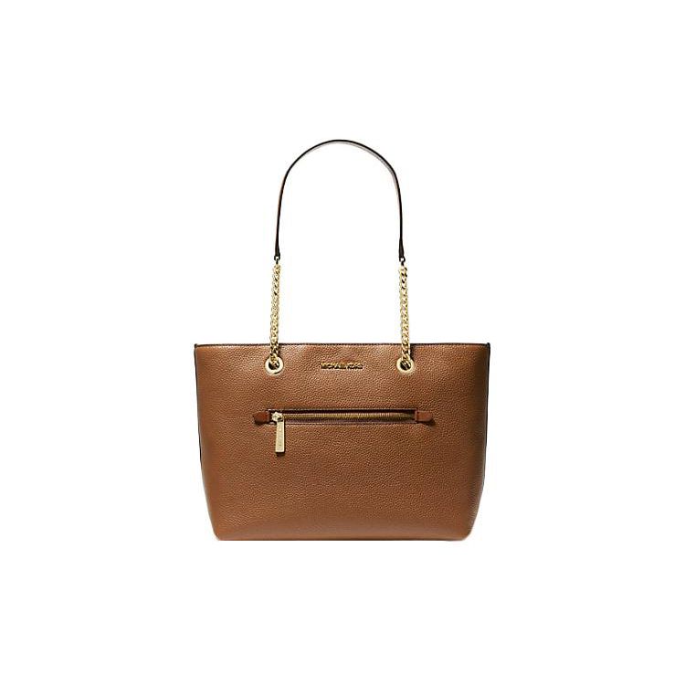 Michael Kors Mk Jet Set Item Solid Gold Hardware Leather Tote Bag Women Tote Brown 35F2GTTT2L-LUGGAGE