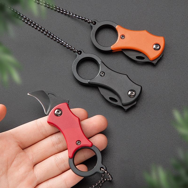 Mini Fox Necklace Pocket Knife Outdoor Portable Defense Eagle Claw Folding Knife Home Travel Open Box Keychain Folding Knife