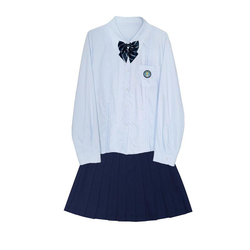 Original Water Blue Japanese College Style Long Sleeve Shirt