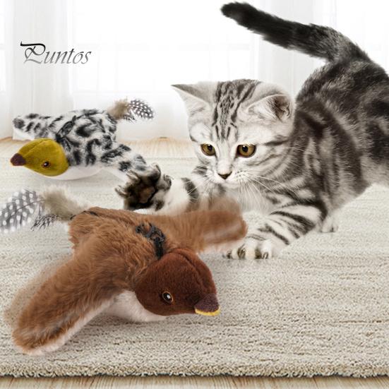 Игрушка для кошек USB перезаряжаемая электрическая имитация птицы с кошачьей мятой плюшевая летающая птица с реалистичным щебетанием для упражнений для котят