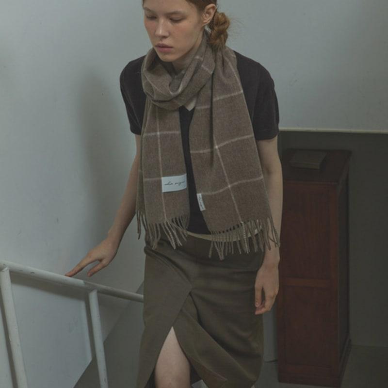 White Project BERLIN PATTERN VIRGIN WOOL MUFFLER_BROWN