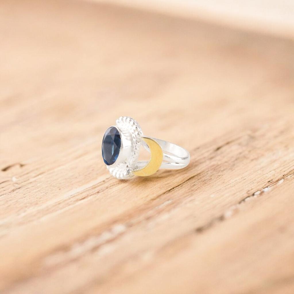 London Blue Topaz Gemstone 925 Sterling Silver Jewelry Statement Ring For Women RR-61-10