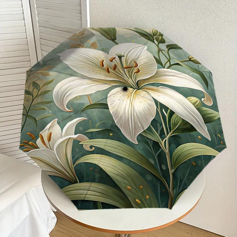 1PC lily flower Automatic Open/Close Umbrella with Windproof, 8-Rib Sturdy Canopy, Durable Ribs, Fashionable Design1209A