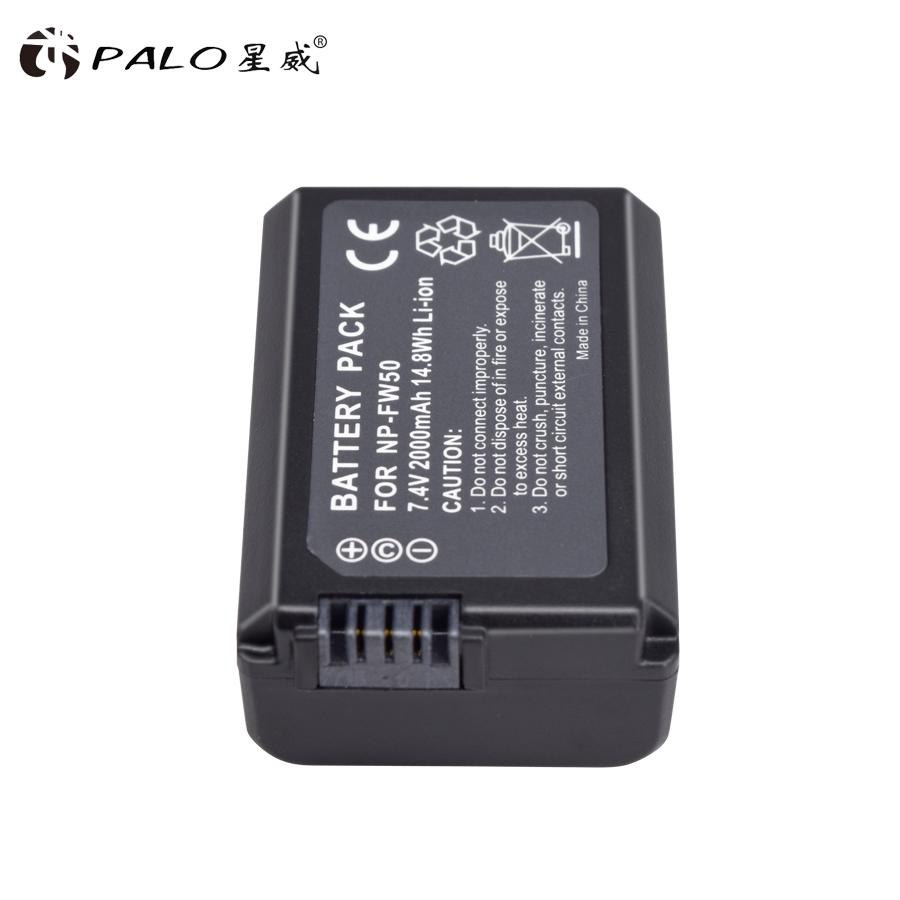 2Pcs 2000mAh NP-FW50 NP FW50 Camera Battery + USB LCD Dual Charger for Sony Alpha A6500 A6300 A7 7R a7R a7R II a7II NEX-3 NEX-3N