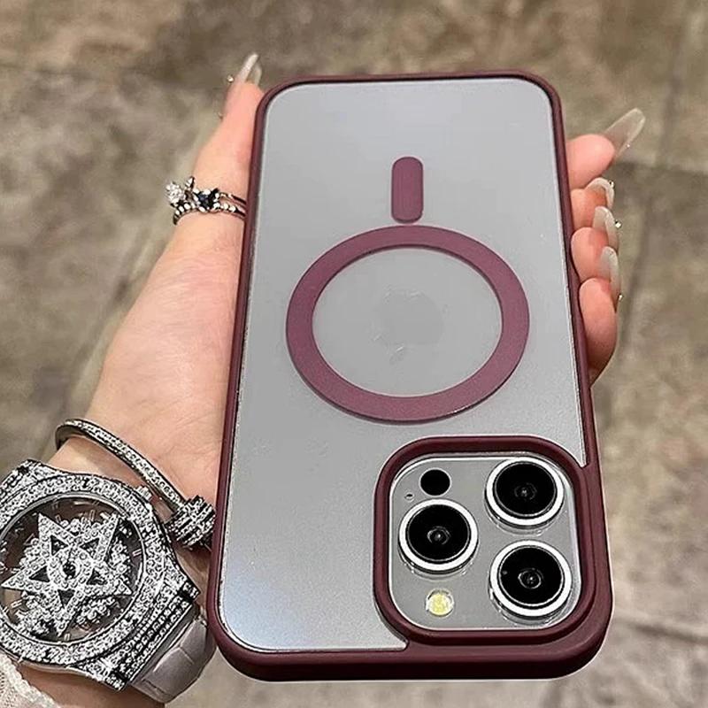 Роскошный Прозрачный Чехол с Беспроводной Зарядкой Magsafe Для iPhone 17 16 15 14 13 12 11 Pro Max Plus Магнитный Бампер Чехлы Обложка