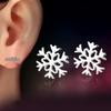 Silver Plated Snowflake Stud Earrings - Korean Love Classic for Winter, Girlfriend Birthday, Christmas, or New Year Gift.