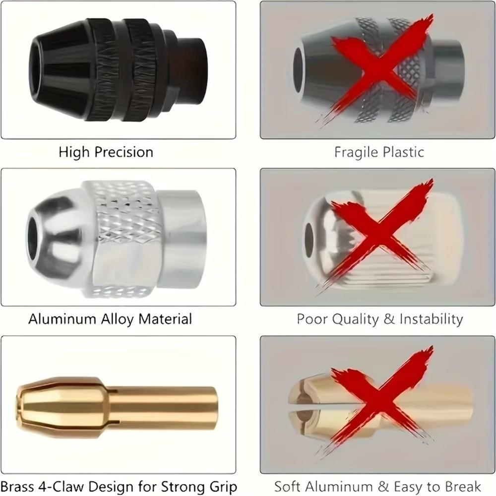 0.8-3mm Shank Rotary Tool Chuck Set Keyless Design Three-Jaw Chuck Set Home Repairs