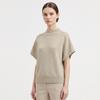 Shop   Women S Mock Neck verSatile Plain Short Sleeve Knit Beige Bom Wkn260045