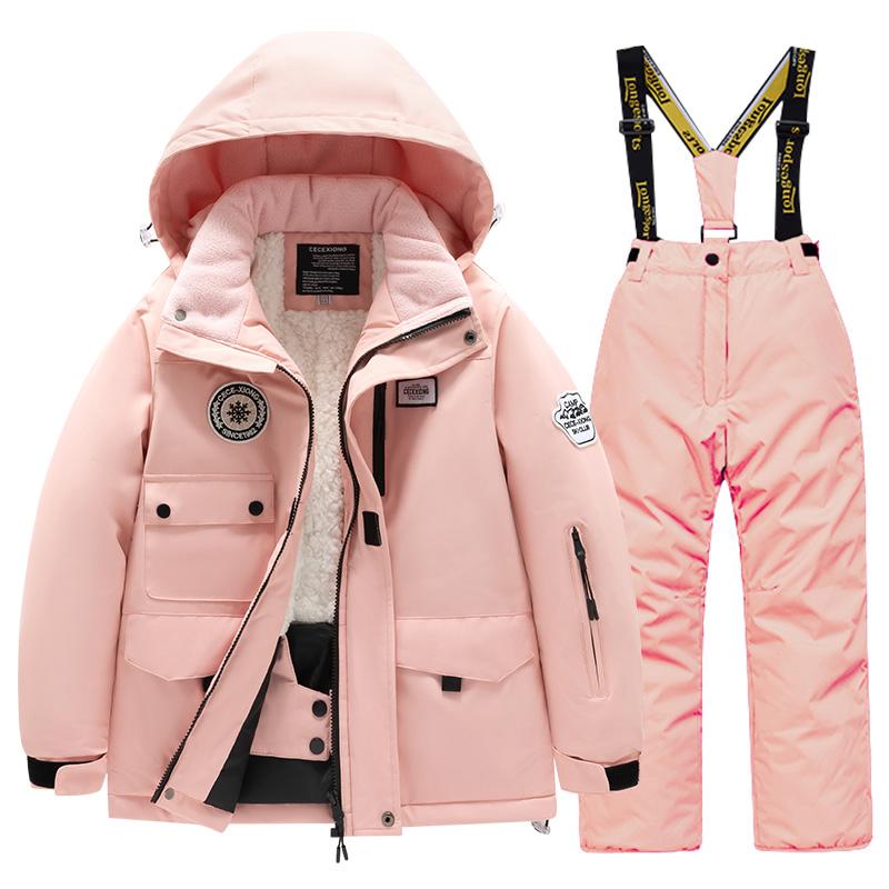 Winter Children's Skiing Suit for Boys and Girls, Windproof Waterproof Thick Coat for Warmth and Snow Playing Equipment