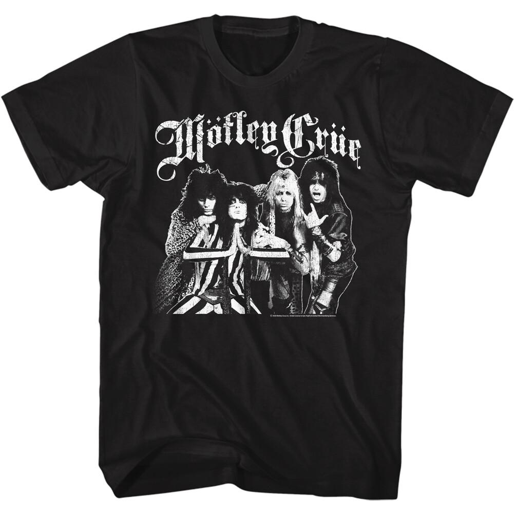 Motley Crue Black White Group Photo Men T Shirt Metal Music Merch