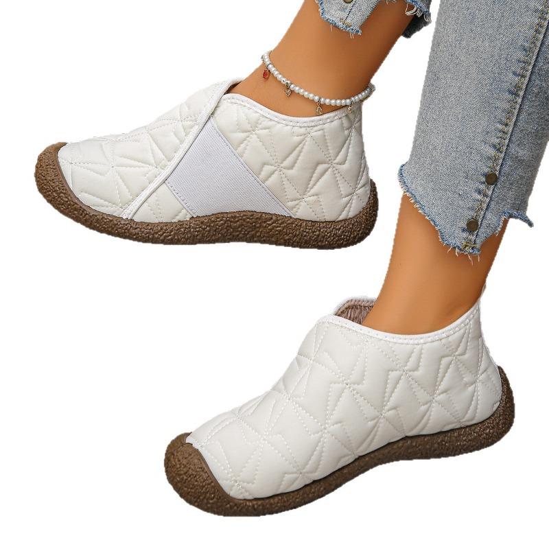 Хлопковая обувь женская новая зимняя плоская обувь флис утолщенный на одном педале модные повседневные зимние ботинки женская обувь короткие ботинки