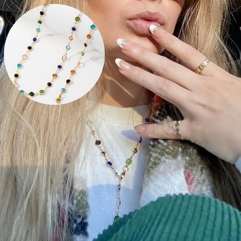 1 шт., серебряное украшение в горошек для вечеринок, модное длинное ожерелье, летнее, красочное, золотистое, многостильное