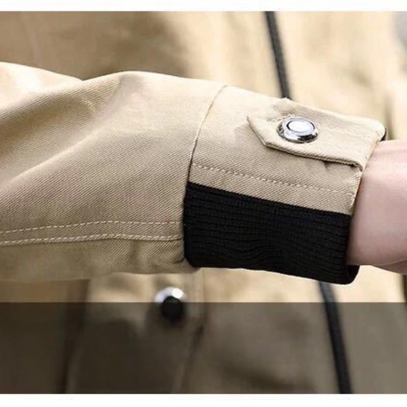 Мужское пальто в корейском стиле, мужское пальто из чистого хлопка, большие размеры, мужская рабочая куртка с воротником-стойкой, мужская одежда