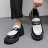 Весенние и осенние мужские туфли большого размера с низким верхом на толстой подошве, увеличивающие рост, кожаные туфли корейской версии в стиле ретро с одной педалью, повседневные мужские туфли для молодежи