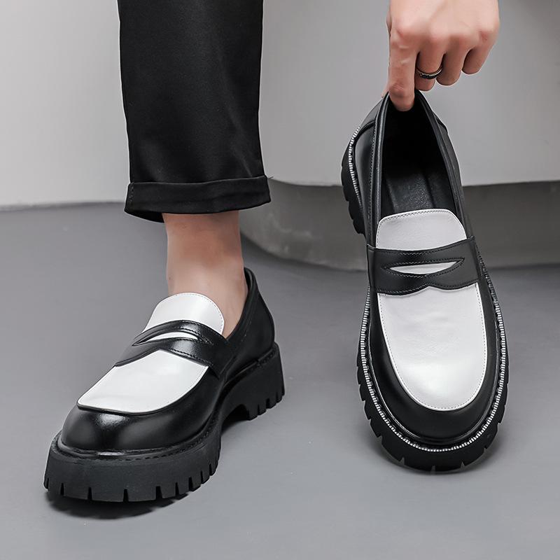 Весенние и осенние мужские туфли большого размера с низким верхом на толстой подошве, увеличивающие рост, кожаные туфли корейской версии в стиле ретро с одной педалью, повседневные мужские туфли для молодежи
