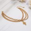 Europe and The United States Cross-border Fashion Jewelry Gold Cross Chain Foot Tassel Snake Pendant Three-tier Anklet Female.