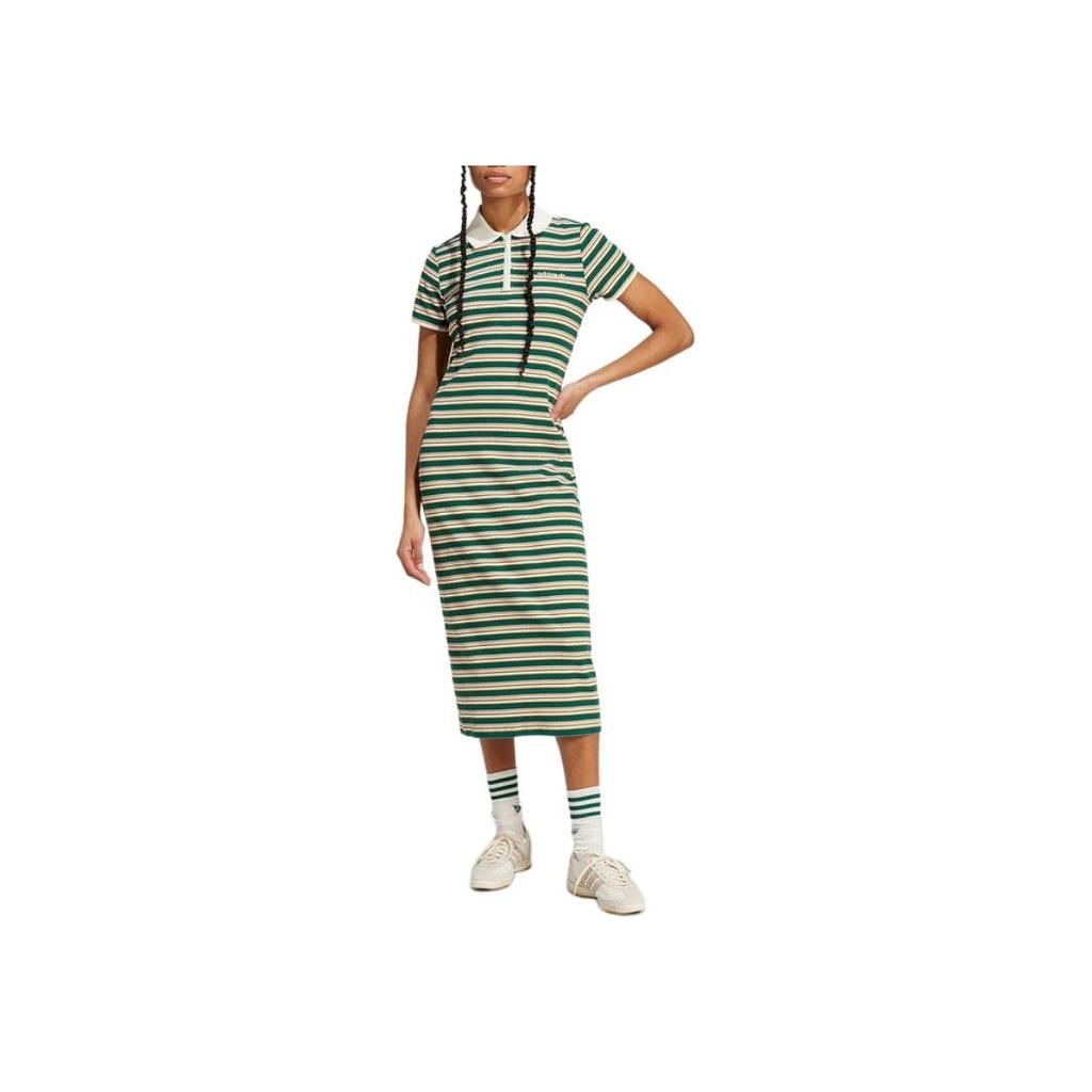 Adidas Striped Polo Casual Dress Women Dress Multicolor JC6178