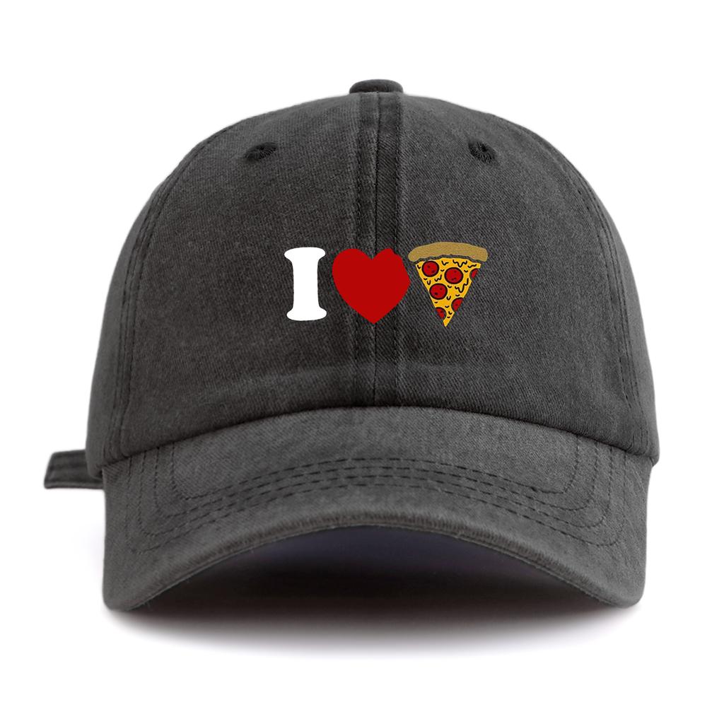 1 шт. Кепка-бейсболка с принтом 'I Love Pizza', стираная, для взрослых, минималистичный ретро-стиль, повседневная, мягкая, регулируемая, кепка 'папа', идеальна в качестве подарка