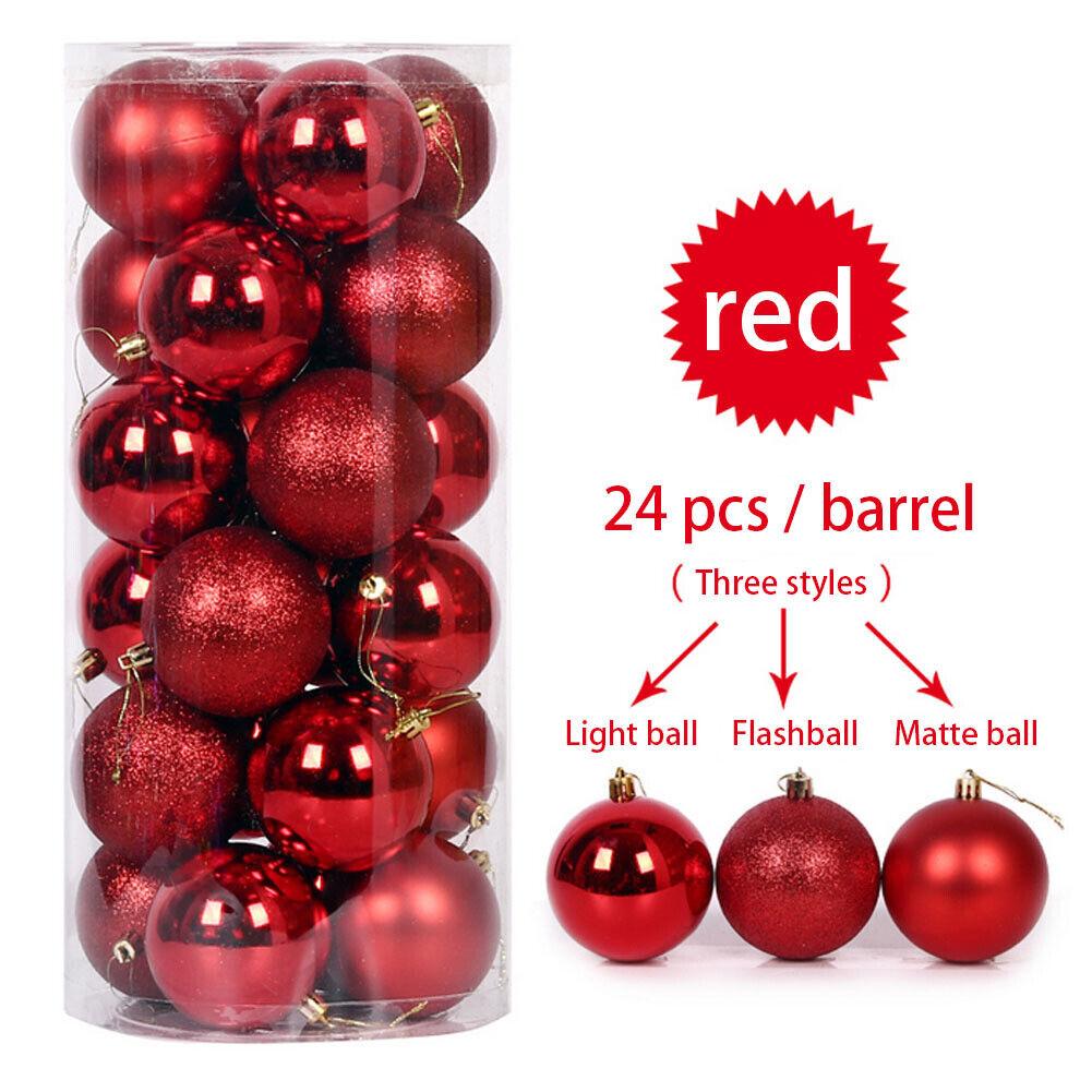 8 СМ 24 ШТ. Рождественские Подвесные Шаровые Украшения Небьющиеся Рождественские Елочные Украшения Комплект Рождественские Украшения Шары для Праздника Свадьбы Декор