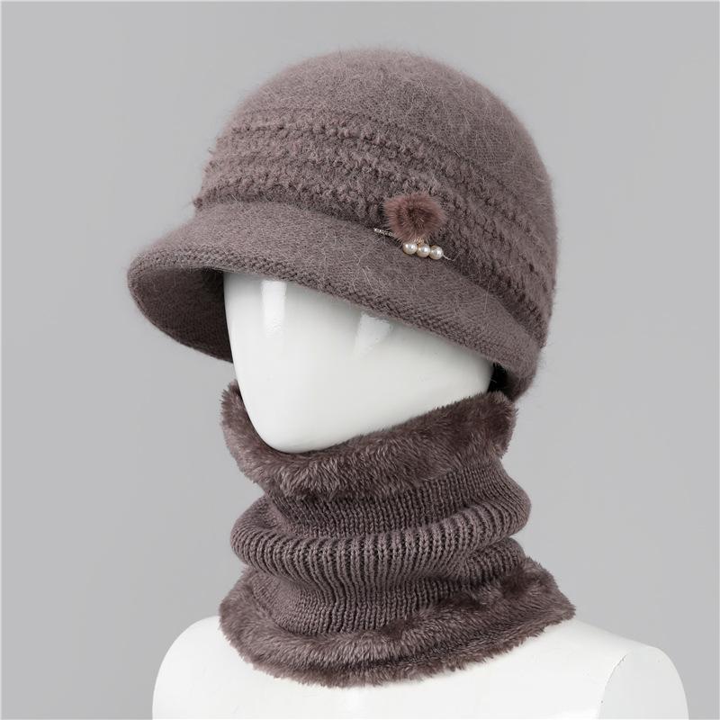 Old Man Hat Female Grandma Quarter Mother Mother-In-Law Knitted Wool Hat Rabbit Fur Warm Old Lady