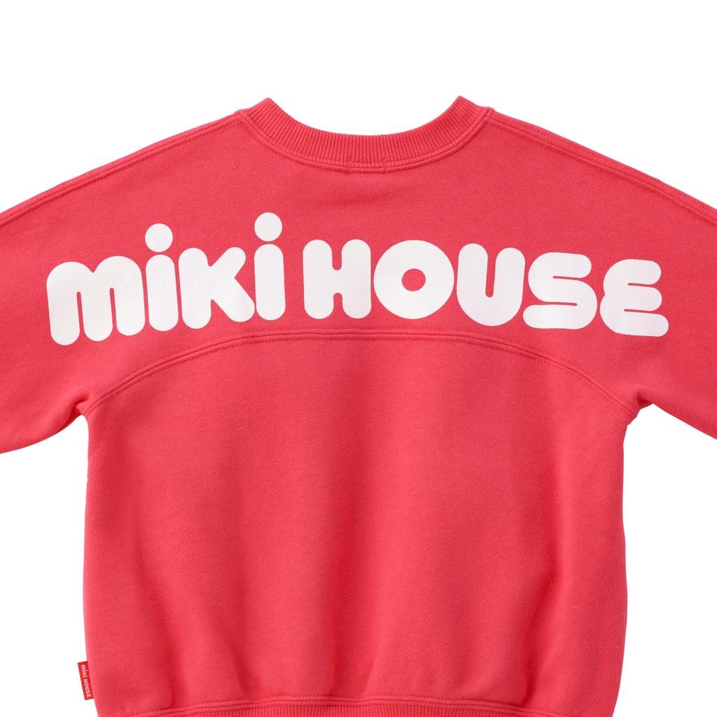 MIKIHOUSE Web Limited Back Logo Sweatshirt Pullover, Baby Kids, Size 100cm, Coral Pink, Model 10-5620-682