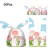 50 шт. Пластиковые пакеты для конфет с кроличьими ушками, мультяшные многостильные пакеты с длинными ушками кролика, милые пакеты для упаковки печенья с животным узором, печенье