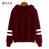 Fashion Colorblock Hooded Loose Long Sleeve Sweatshirt