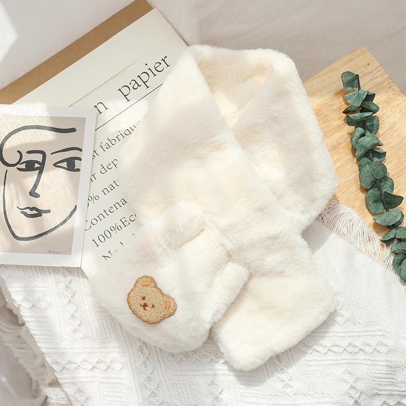 Плюшевый шарф в корейском стиле «Феникс» — милый, толстый, теплый, искусственный мех кролика, универсальная зимняя защита шеи