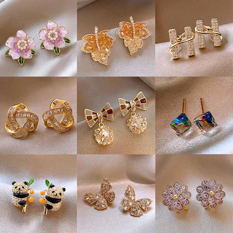 Французские ретро серьги с цирконом и жемчугом: Ювелирные изделия из серебряных игл 925 пробы класса «легкая роскошь»